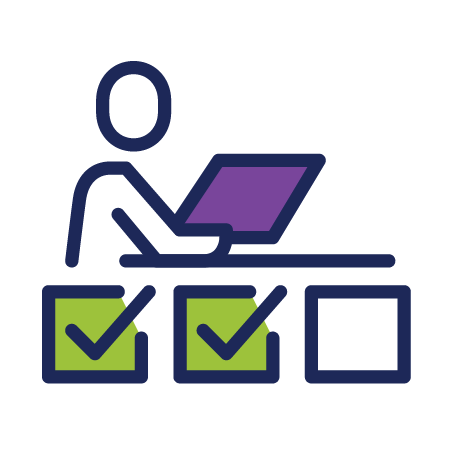 person-computer-desk-work-checklist-process-icon
