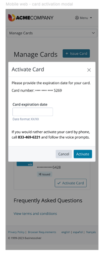 MCA card activation 3