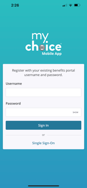 MyChoice app Login Screens - UsernamePassword